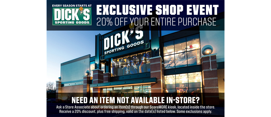 DICK'S Sporting Goods 20% Off Shop Event 03/17 - 03/20